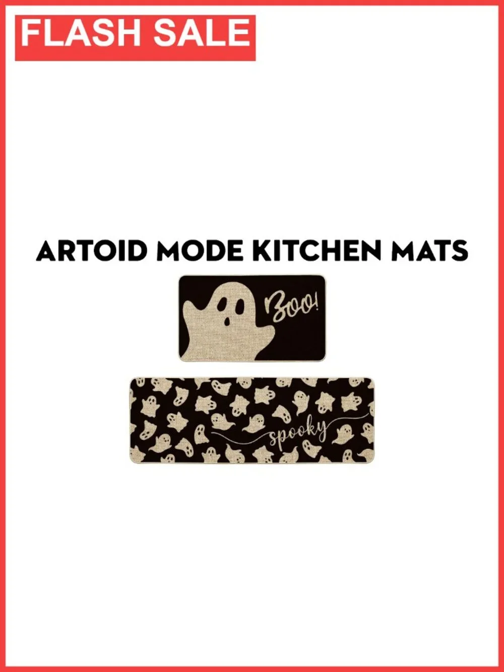 Halloween Ghosts Kitchen Mats Set of 2 Non-Slip 17x29 17x47